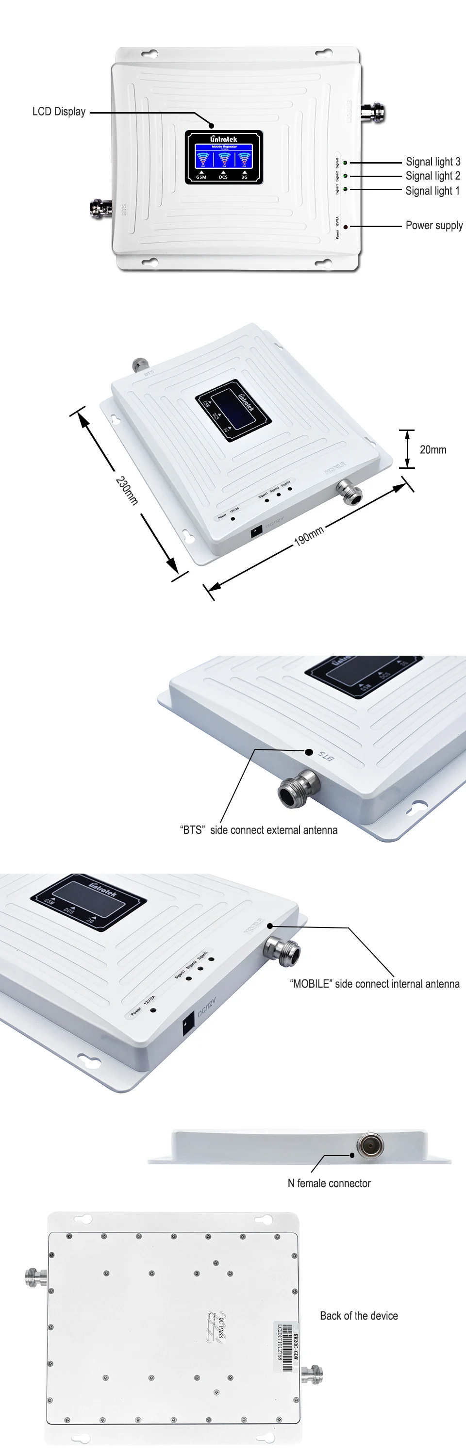 Репитер gsm 2g 3g 4g усилитель сотовой связи репиторы lintratek усилитель 4g усилитель сигнала gsm Lintratek Global 900 1800 2100 трехдиапазонный ретранслятор сигнала мобильного телефона WCDMA DCS B3 усилитель