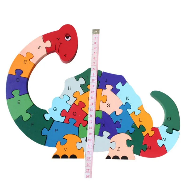 

Children Educational Toys Intelligent Puzzle 26 English Alphanumeric Cognitive Wooden Puzzle Dinosaur Puzzle