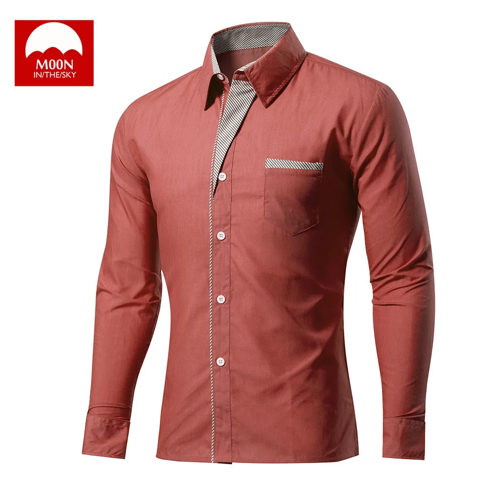 MOON 4XL новая модная брендовая мужская рубашка Camisa Masculina с длинным рукавом, Корейская приталенная дизайнерская официальная повседневная мужская рубашка, CS-024