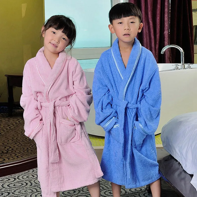 Newest Children Thicken Cotton Bathrobe Boys Girls Warmth Cotton