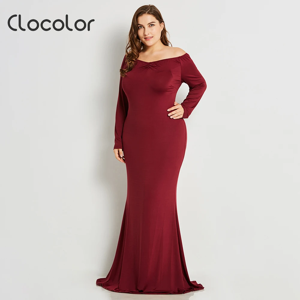 Buy Women Plus Size Floor length Dress Burgundy Black