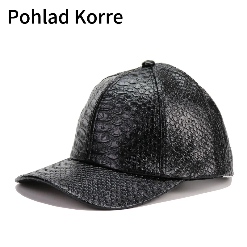 

New Crocodile Grain pattern snakeskin pattern baseball cap Woman Hats Tide Spring Autumn Adjust Size Visor PU Men's Caps BKA201