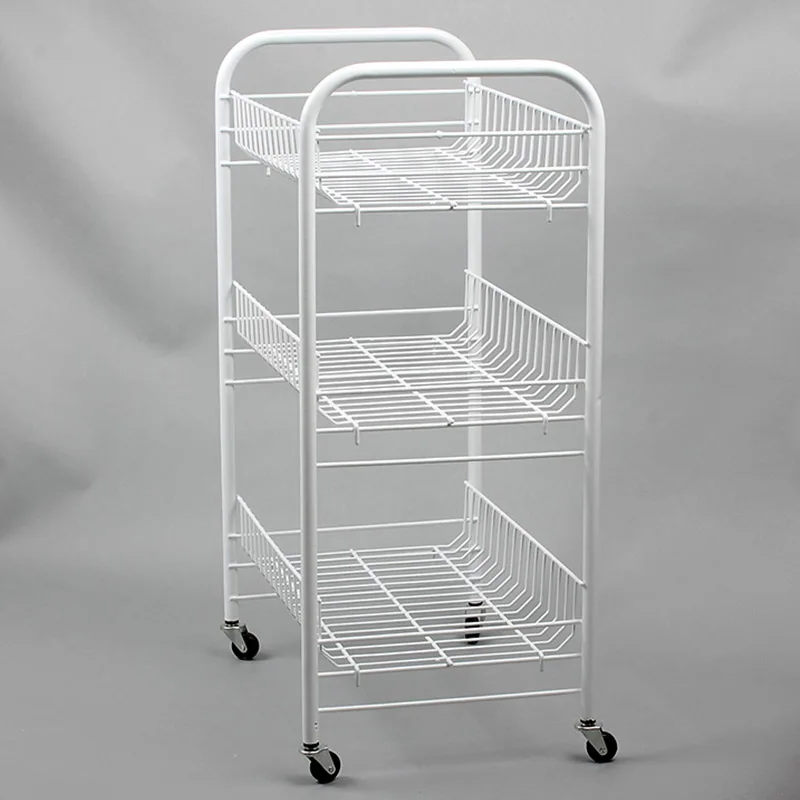 

1PCS Iron Multifunctional Shelf Home Furnishing Articles Storage Floor Type Three-Layer Folding Rack White Multifunctional Shelf