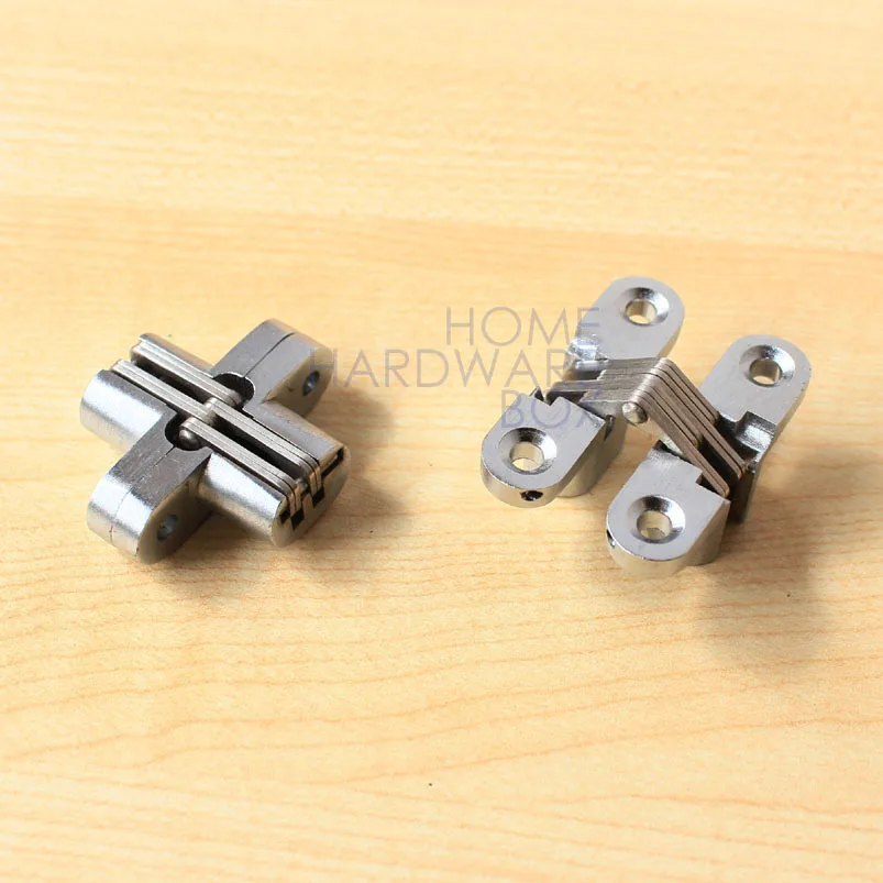 2PCS Hidden Hinge Stainless Steel Invisible Hinges Concealed Wooden Silver