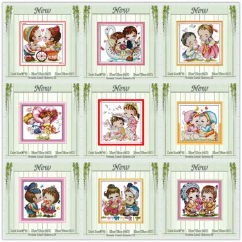 

kiss wedding cartoon lovers baby angel painting counted print on canvas DMC 14CT 11CT Cross Stitch Needlework Sets Embroider kit