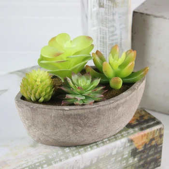 

New Artificial Succulent Plants Bonsai Lotus Landscape Decorative Flower With Pot Mini Fake Succulents Plant Home Garden Decor