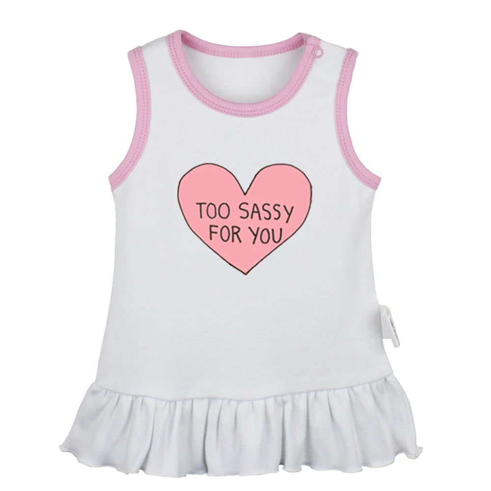 

Pink Love Too Sassy For You All I Care About Is Sleep&Eat Newborn Baby Girls Dresses Toddler Sleeveless Dress Infant Clothes