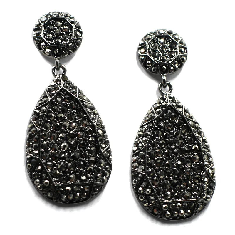 New fashion women statement new design big black crystal stud Earrings for women fashion earring Factory Price wholesale