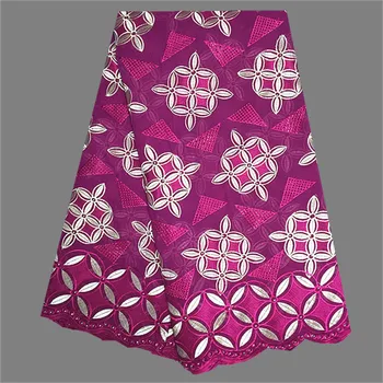 

New fashion fuchsia embroidery cotton lace material Swiss voile lace fabric for lady dress ECP38(5yards/lot)