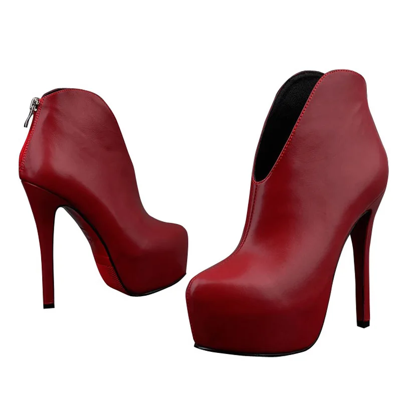 

2017 Small Size 30-40 High Quality Red High Heels Women Boots Ankle Spring Autumn Ladies Shoes Woman Chaussure Femme 31 32 33