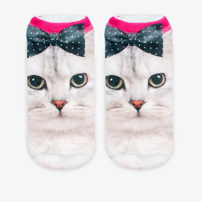 3D носки в стиле харакдзюку Мужские Женские носки повседневные Носки с рисунком кота нейтральные низкие носки с принтом - Цвет: 17