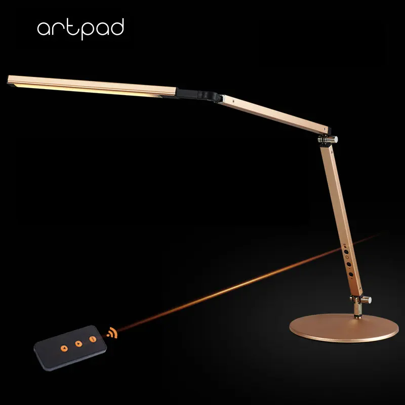 Artpad Remote Control Office Desk Lamp with Clip AC110V 220V Golden