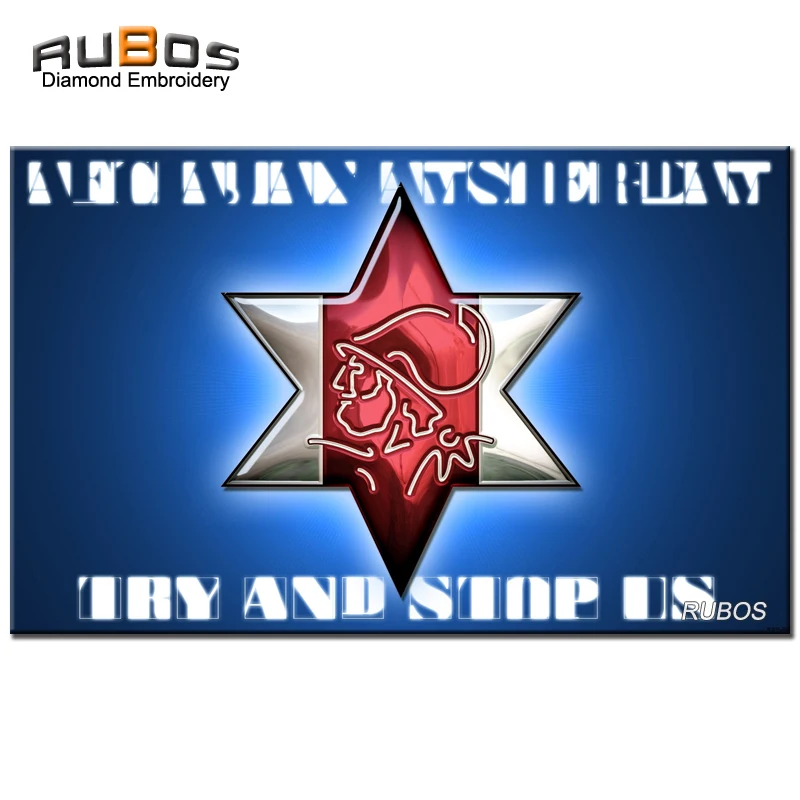 RUBOS AJAX Soccer DIY 5D Diamond Painting Netherland Team Badge Complete Square Or Round Diamond Embroidery Christmas Hobby Kids (14)