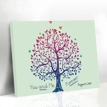 

Wedding Guest Book Alternatives Fingerprint Tree Baby Shower, Framed Canvas Poster Prints, Engagement Souvenirs Libro De Firmas