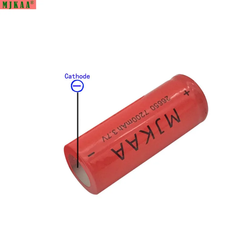 2 шт аккумулятор высокой емкости 26650 7200mAh 3,7 V 26650 литий-ионная аккумуляторная батарея Baterias Bateria red