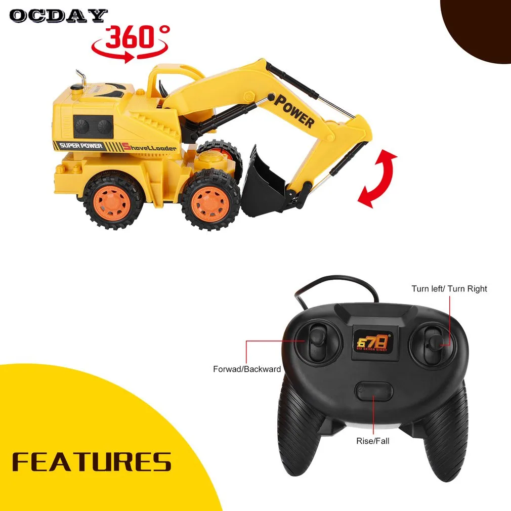 Boys RC Car font b Toy b font Remote Control RC Cars 5CH LED Wheel Excavator