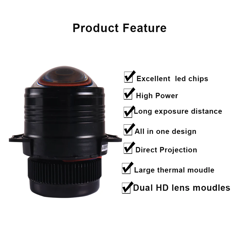  Sanvi 3inches 52W 6000k Car Bi LED Lens Headlight High Power Auto LED Projector Headlight For Car L - 32912204333