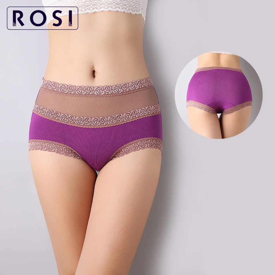 

Women Sexy Seamless Lace Panties Bamboo High Waist Transparent Briefs for Ladies Breathable Mesh Underwear for Female Lingerie