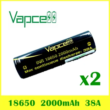 

2pcs VAPCELL INR18650 2000mAh 3.7V rechargeable HIGH POWER lithium battery continuous 38A vs keeppower smoke E-CIG IMR BATTERY