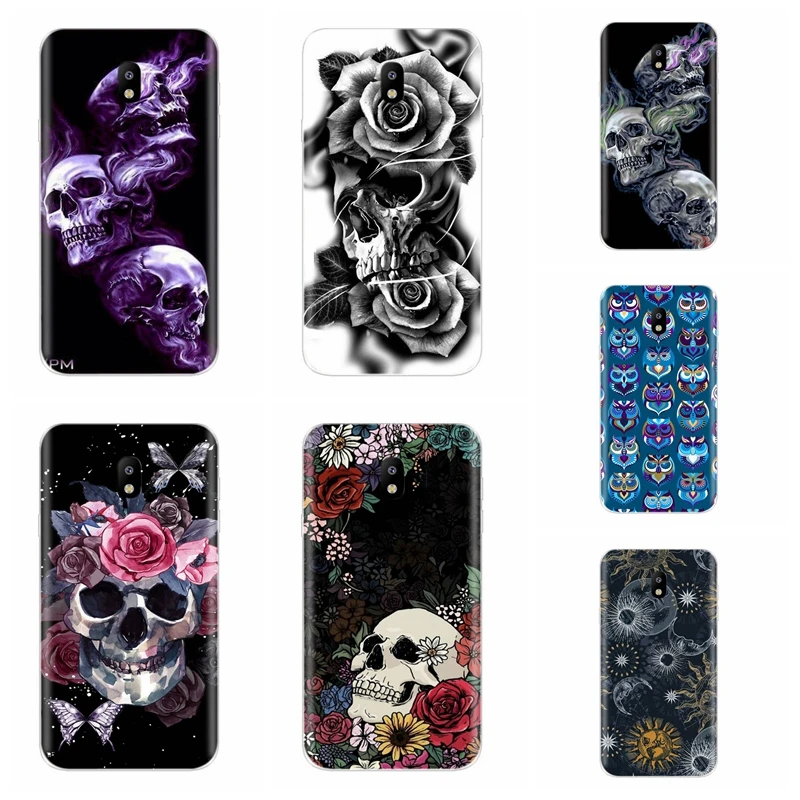 Soft TPU Case For Samsung Galaxy J1 J2 prime J3 J4 J5 J6 J7 2016 2017 2018 Silicon Pattern Cover Skull pattern AE153 |