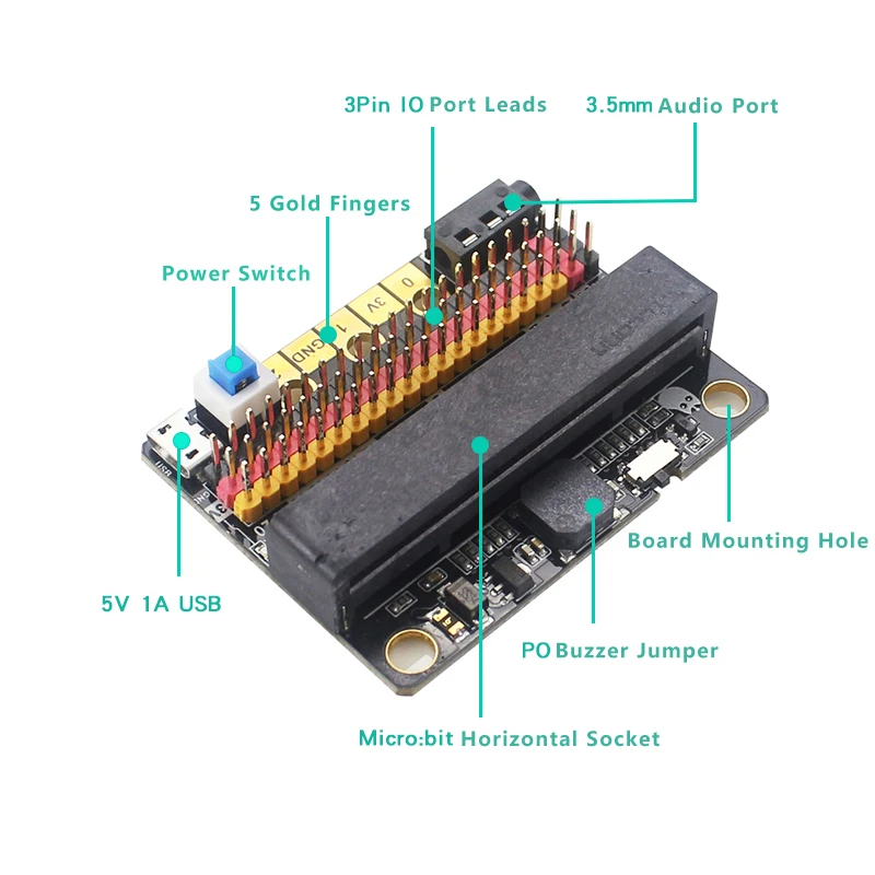 Новое поступление Micro: бит IO Плата расширения IOBIT V2.0 микродолото горизонтальная доска пластина для начальной и средней школы начального