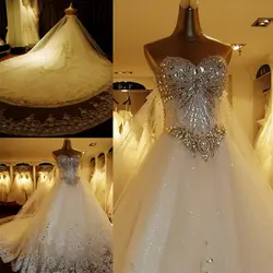 Индивидуальный заказ бальное платье возлюбленной кружево отделанное хрусталем и бисером Diamond вечерние свадебные платья Роскошные