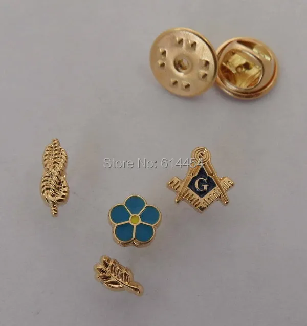 

One Set of 4 PCS Mini Masonic Lapel Pins Badge Mason Freemason M2 FORGET ME NOT