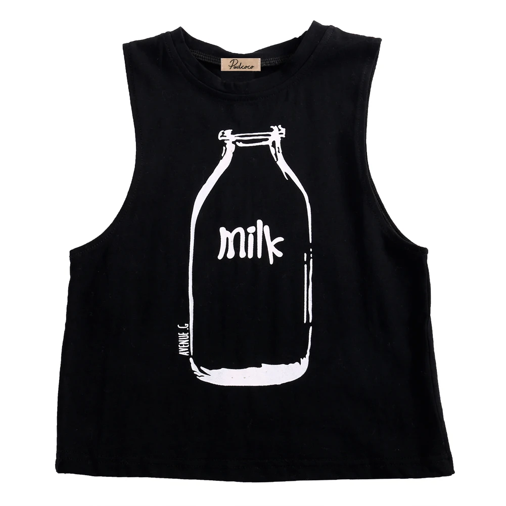 

Hi Hi Baby Store Kids Baby Boys Kids Milk Print Sleeveless cotton T-Shirts 6M-5Y
