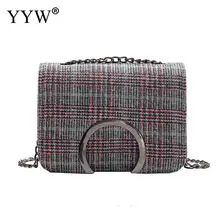Yyw nueva Plaid Bolso pequeño Funny crossbody bolsa de la cadena las mujeres personalidad pu cuero Messenger Bag contraste color bolsos