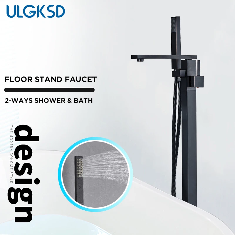 

ULGKSD Floor Standing Bathtub Faucet Single Handle Dual Control Cold & Hot Water Floor Tub Faucet Mixer Tap Para Bathroom Tub