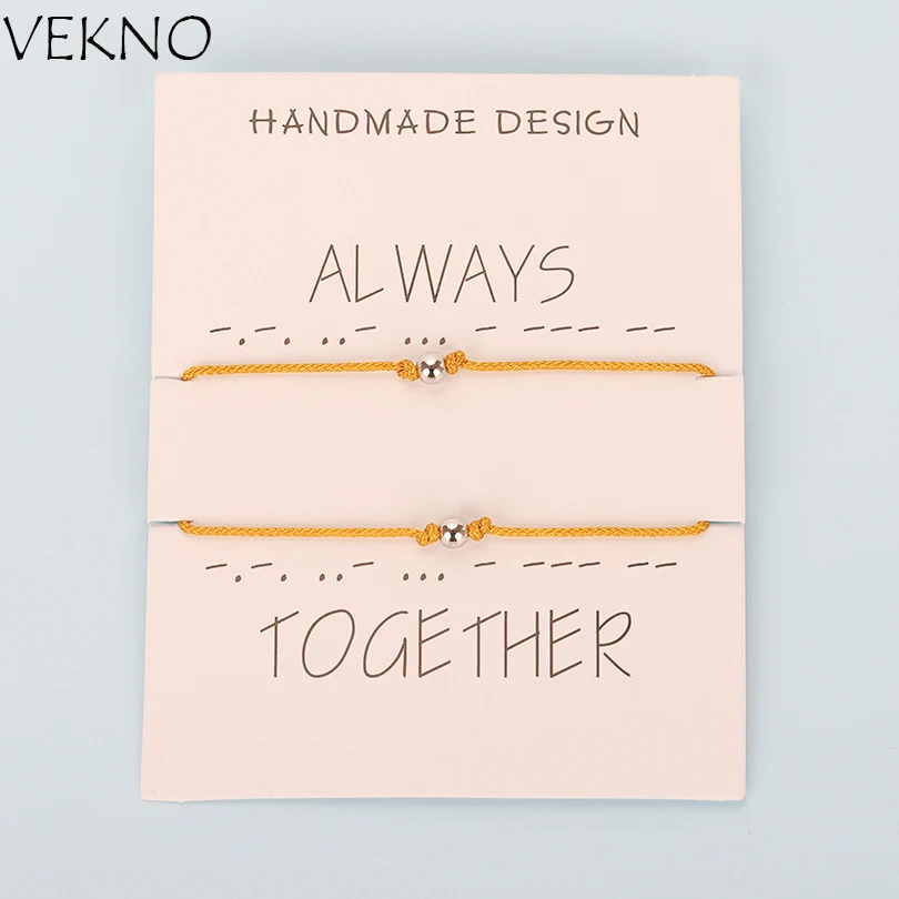 VEKNO 2pcs/lot 4mm Bead Couple Bracelets Set Men Braided Jewelry Adjustable Rope Red String Friendship Bracelet for Women VEKNO 2pcs/lot 4mm Bead Couple Bracelets Set Men Braided Jewelry Adjustable Rope Red String Friendship Bracelet for Women