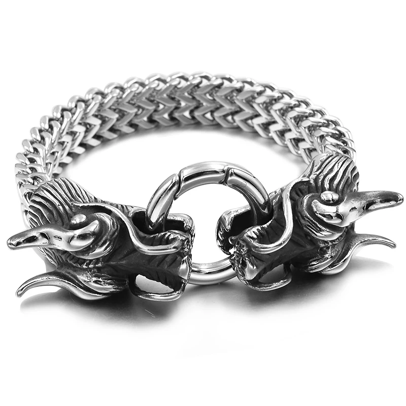 ATGO, крутой браслет из нержавеющей стали с двойным драконом для мужчин, индивидуальный модный браслет из нержавеющей стали, мужской подарок BB1363