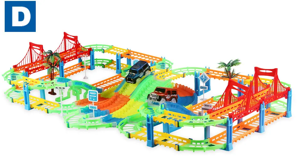 Railway Magical Racing Track Play Set Educational DIY Bend Flexible Race Track Electronic Flash Light Car Toys For children