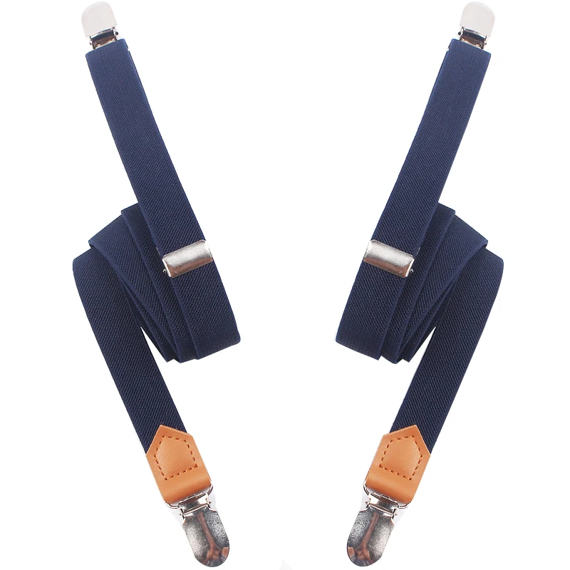 2.0cm Width Women Men Unisex Clip on Suspenders 4 Clips Strap Leather