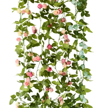 

Silk artificial flower roses vine for home swing garden party wedding arch bridge Wall tree decorations blue pink red