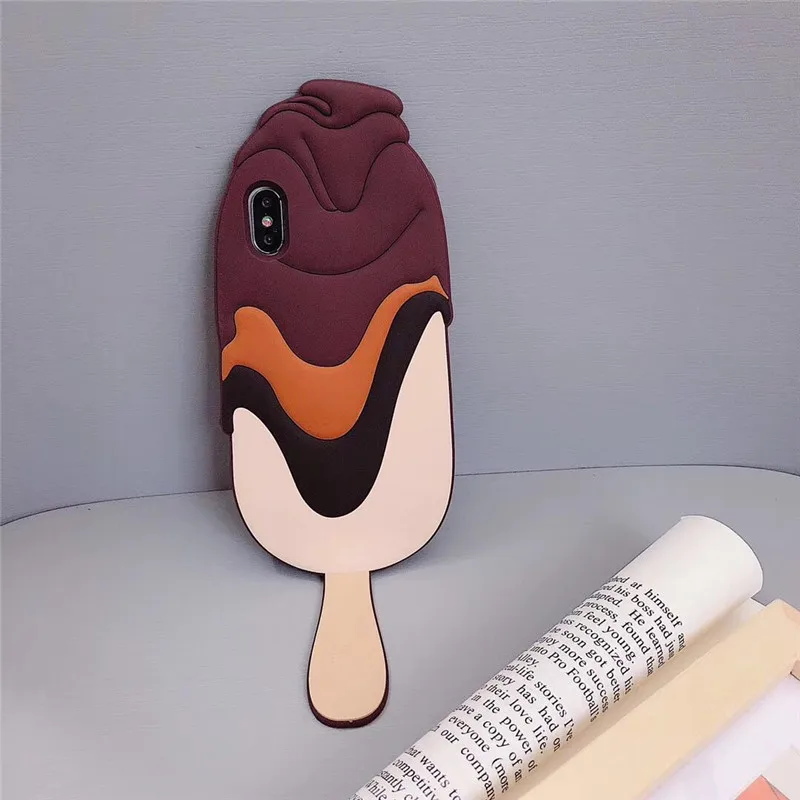 

3D Cartoon chocolate Ice Cream Case Soft Silicone Phone Cover For iphone X/6/6s/6Plus/7/7Plus/8/8Plus Silicon Gell Phone case