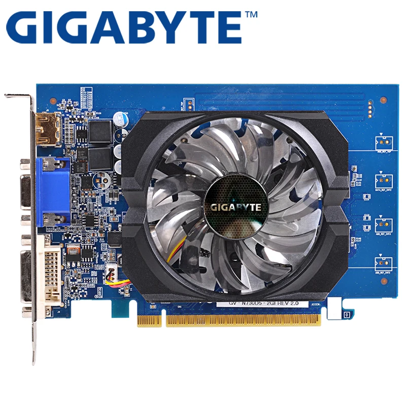 Оригинальная Видеокарта GIGABYTE GT730, 2 Гб, GDDR5, видеокарты для nVIDIA Geforce, GPU, используются прочнее, чем GT630, GT610, GT720, GT710