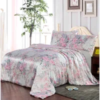 New 100% Mulberry Charmeuse Silk Bedding Set 3PCS Duvet Cover Pillowcase Floral Multicolor Multi Size 1
