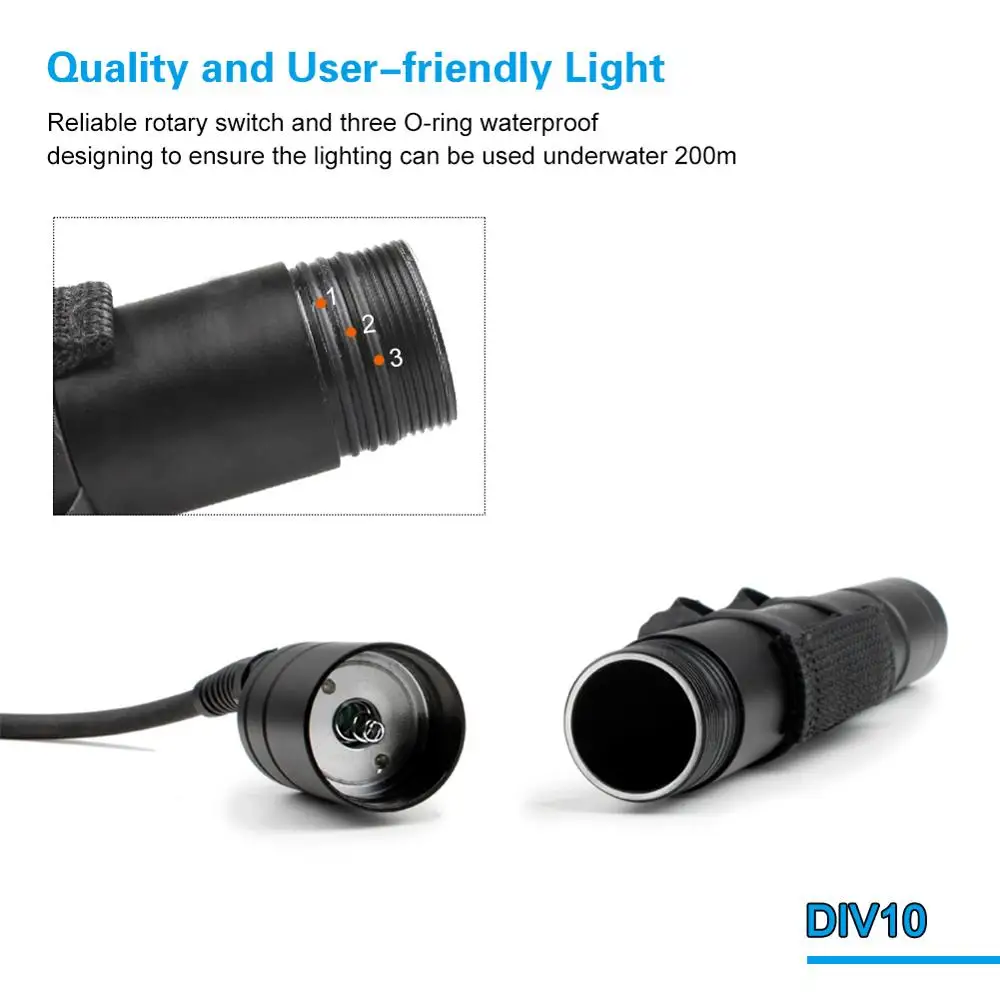  Asafee Canister Scuba Diving Light Torch 10 Degree Cree XM-L2 U4 Waterproof LED Dive Light 26650 Ca - 32816459658