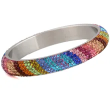 7 Row cristal pavimenta el acero inoxidable pulseras brazaletes para mujeres