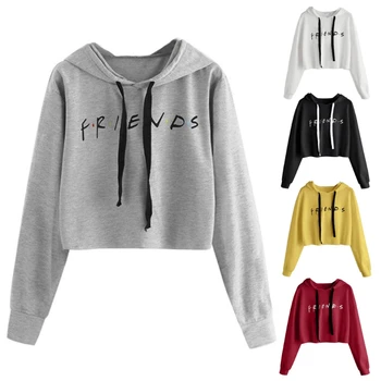 

Fashion Womens Friends Letter Printed Hoodies Casual Crop Tops Pullover Sweatshirts Soft N5_D