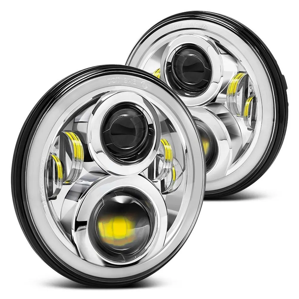 60w For Hummer H1 H2 Led Headlight 7 Inch LED Headlights High Low Beam Angel Eye