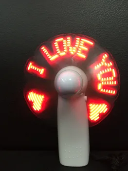 

Unique Handheld USB Flash LED Love Pattern Mini Fan Super Mute Battery Operated Cooling Desktop Mini Fan for Travel Office Use