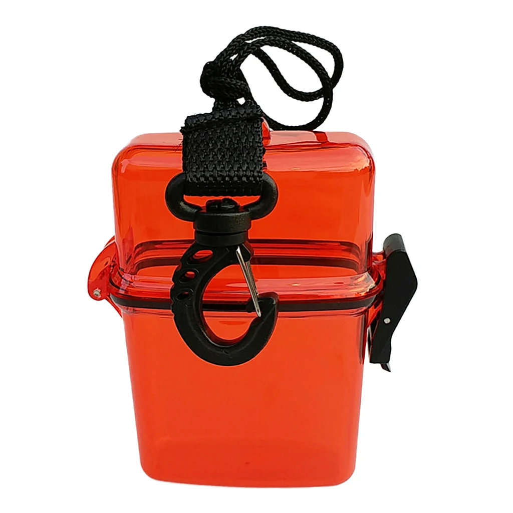 Waterproof Dry Box Container Storage Case Swivel Snap Clip With Neck Lanyard Strap for Scuba Diving Snorkeling Surfing Kayaking