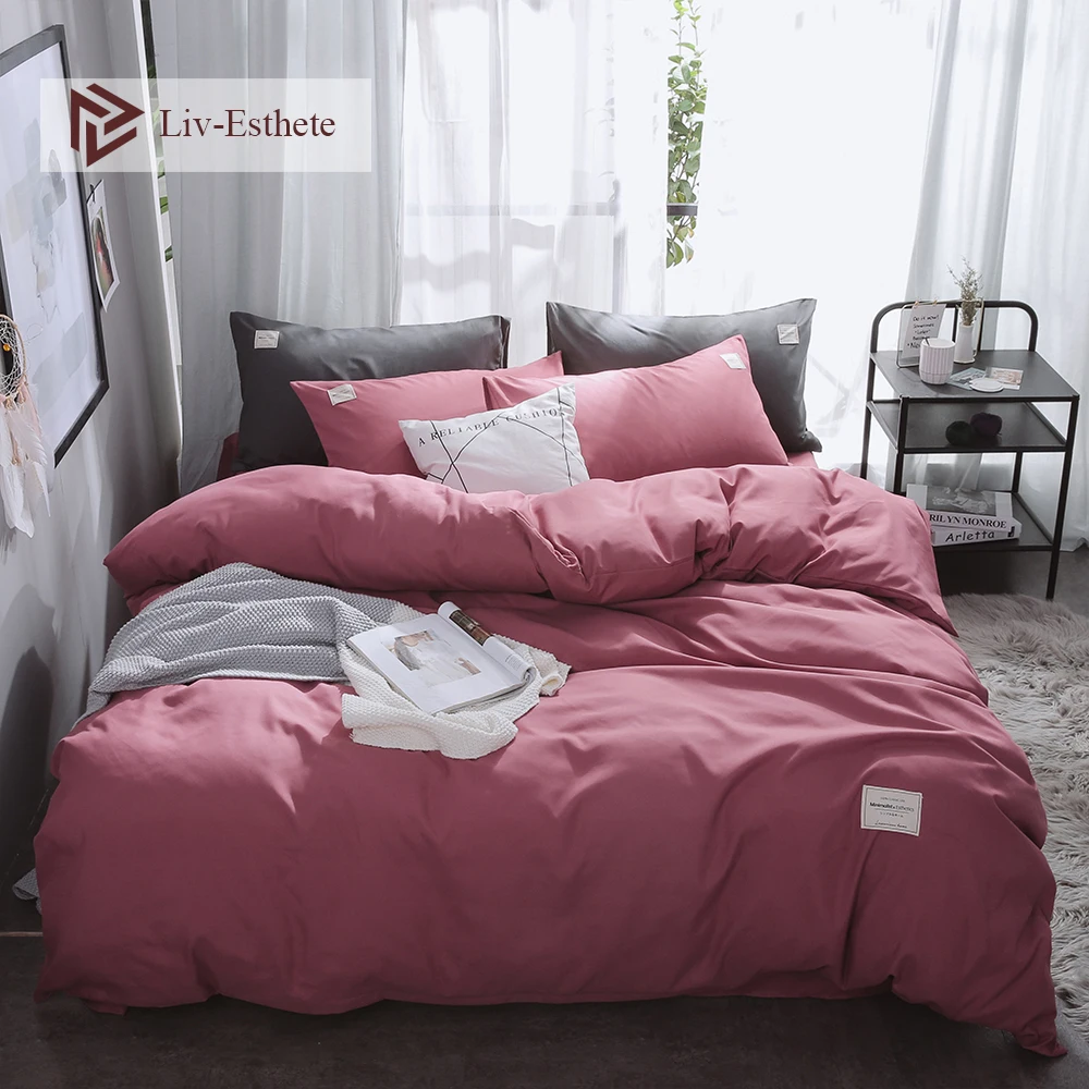 

Liv-Esthete Bean Red Luxury Bedding Set Home Duvet Cover Flat Sheet Bedspread Single Double Queen King For Adult Bed Linen