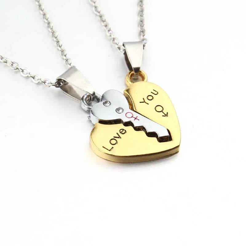 2 шт богемное серебряное ожерелье с подвеской в виде ключа для женщин любовник пара ювелирных изделий ожерелье с разбитым сердцем подарок на день Святого Валентина N777