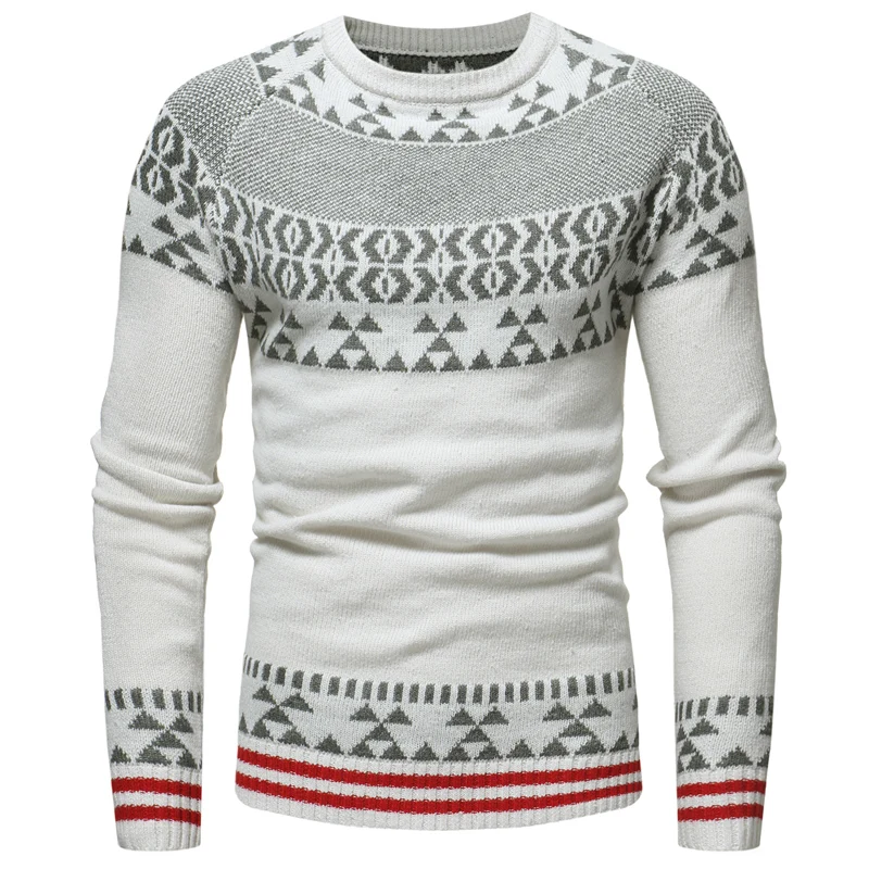 

Sweater Spring and Autumn New Men's Casual Slim Jacquard / Christmas Snowflake Round Collar Knit Sweater Large Size S-XXXL