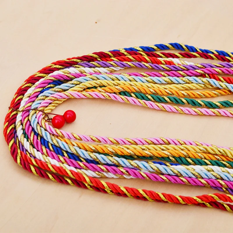 3mm 20meter Gold color Thread and Color Polyester Three Strands Twisted