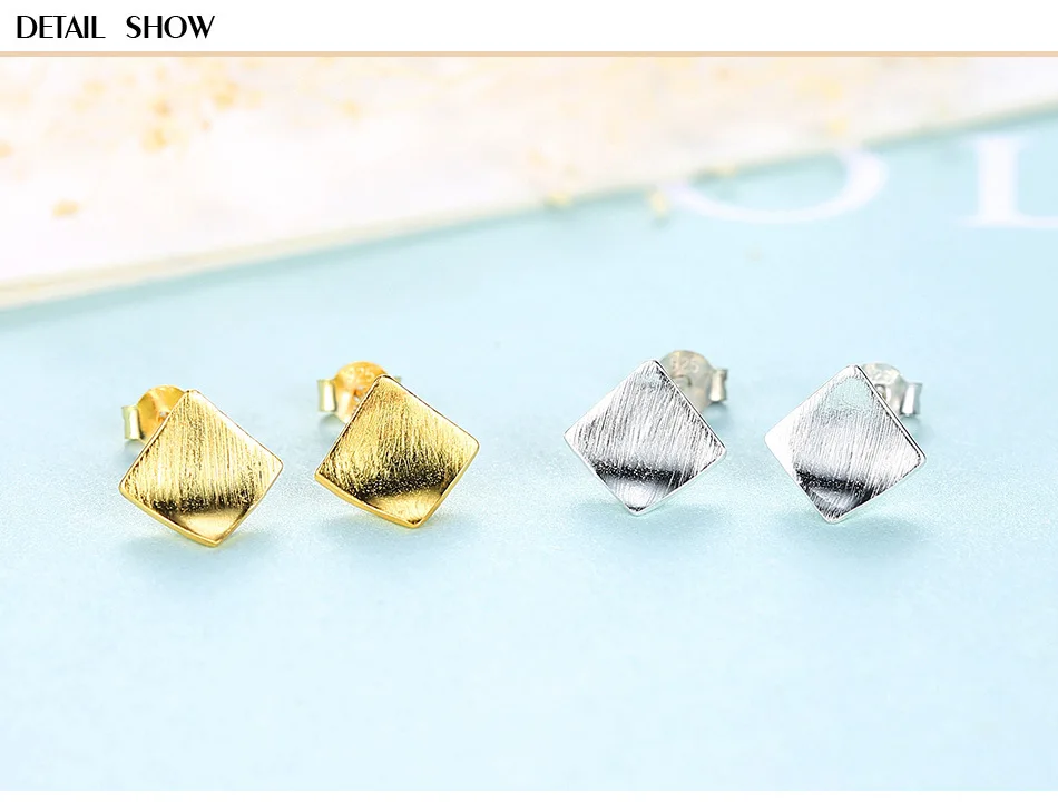 

S925 sterling silver earrings female brushed irregular geometric polygonal earrings GH02