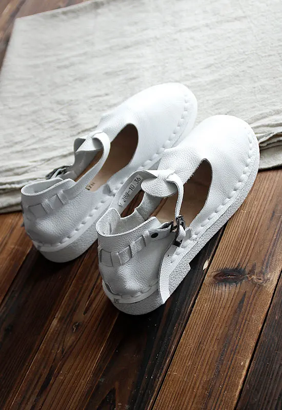 HUIFENGAZURRCS/босоножки из натуральной кожи белые туфли ручной работы художественная обувь на плоской подошве в стиле ретро mori girl японская обувь в стиле ретро